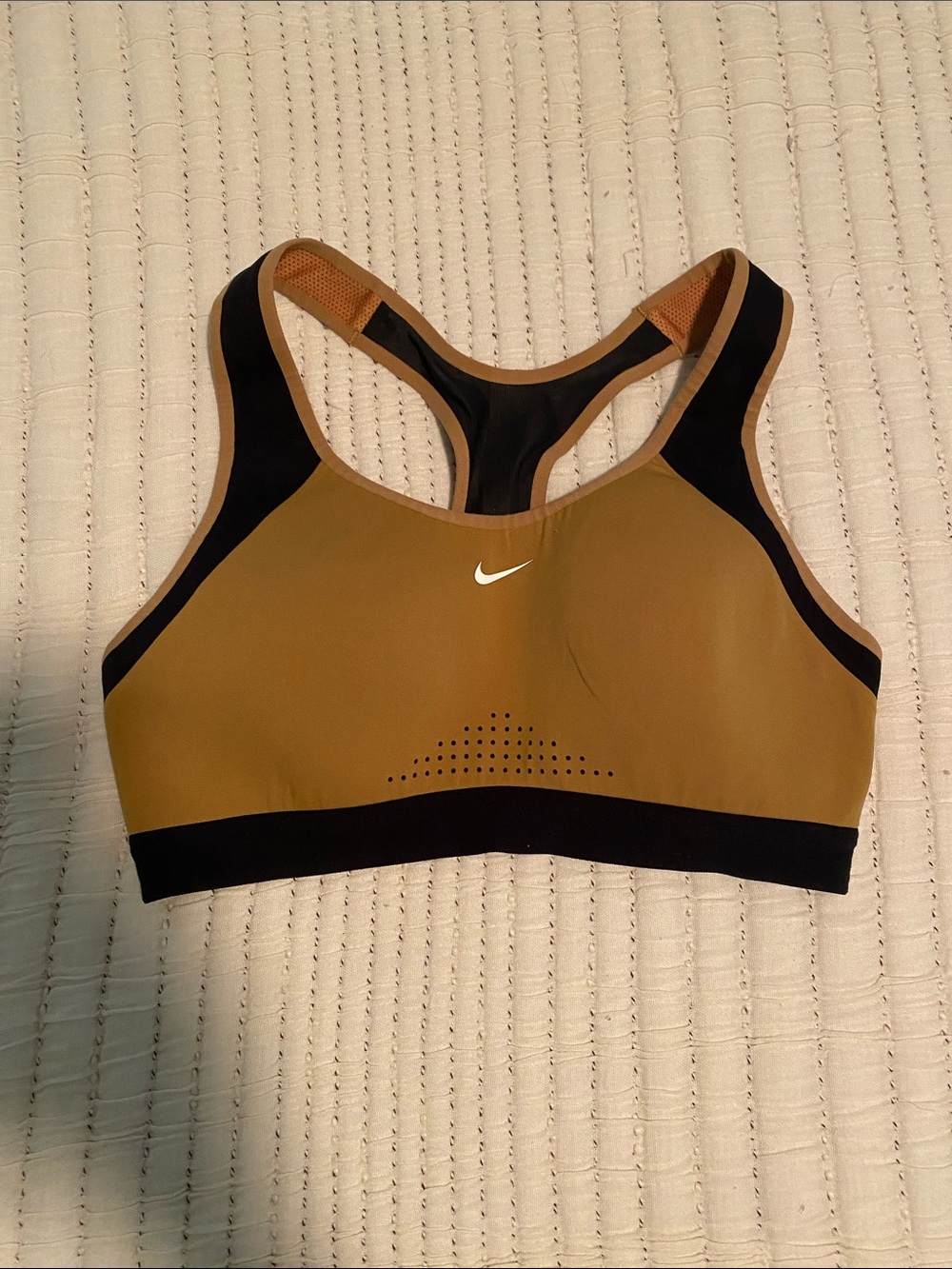 Nike Women's Ochre Sports Bra with Black Accents